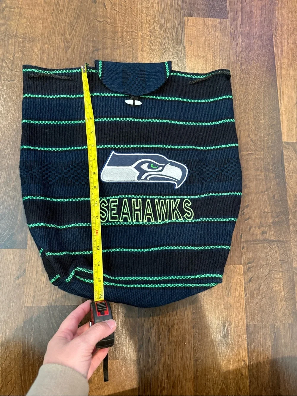 Seattle Seahawks Baja Woven Drawstring Backpack Mexican Style Knapsack